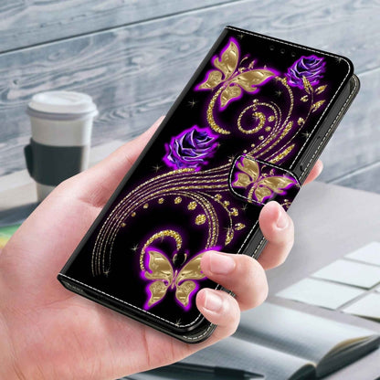 For Xiaomi Redmi Note 11 Global Crystal 3D Shockproof Protective Leather Phone Case(Purple Flower Butterfly) - Xiaomi Cases by buy2fix | Online Shopping UK | buy2fix