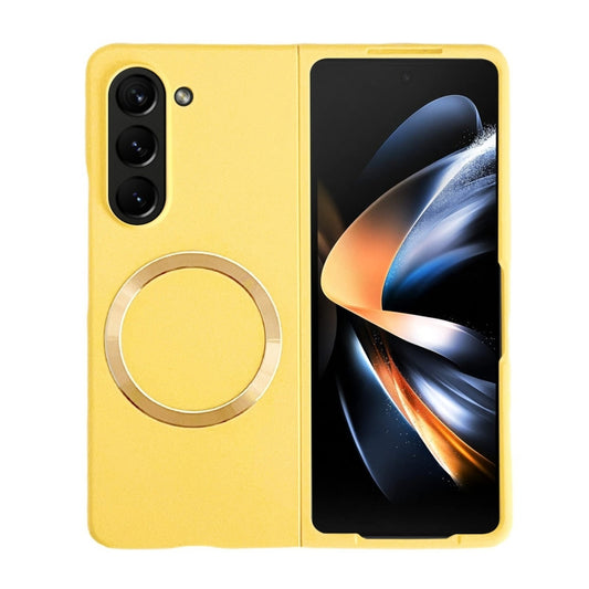For Samsung Galaxy Z Fold5 Skin Feel Magsafe Magnetic Shockproof PC Phone Case(Yellow) - Galaxy Z Fold5 Cases by buy2fix | Online Shopping UK | buy2fix