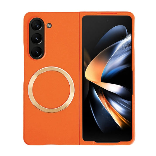 For Samsung Galaxy Z Fold5 Skin Feel Magsafe Magnetic Shockproof PC Phone Case(Orange) - Galaxy Z Fold5 Cases by buy2fix | Online Shopping UK | buy2fix