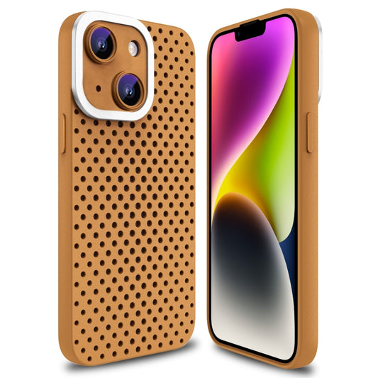 For iPhone 14 Plus Hollow Heat Dissipation TPU Phone Case(Brown) - iPhone 14 Plus Cases by buy2fix | Online Shopping UK | buy2fix