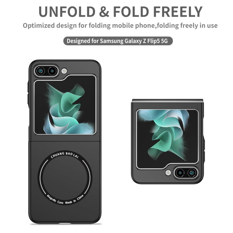 For Samsung Galaxy Z Flip5 5G Magsafe Magnetic Folding PC Phone Case(Black) - Galaxy Z Flip5 Cases by buy2fix | Online Shopping UK | buy2fix
