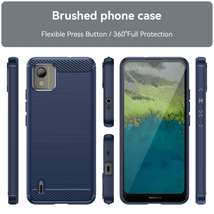 For Nokia C110 Brushed Texture Carbon Fiber TPU Phone Case(Blue) - Nokia Cases by buy2fix | Online Shopping UK | buy2fix