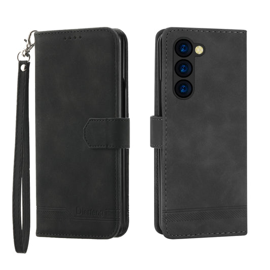 For Samsung Galaxy Z Fold5 Dierfeng Dream Line TPU + PU Leather Phone Case(Black) - Galaxy Z Fold5 Cases by buy2fix | Online Shopping UK | buy2fix