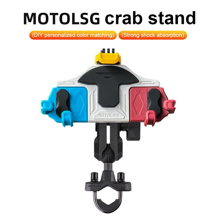 MOTOSLG Crab Motorcycle Phone Clamp Bracket U-Type Headbar Mount(Blue White Red) - Holder by MOTOLSG | Online Shopping UK | buy2fix