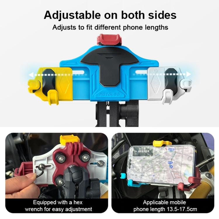 MOTOSLG Crab Motorcycle Phone Clamp Bracket O-Type Rear Mirror Mount with Anti-theft Lock(Blue White Red) - Holder by MOTOLSG | Online Shopping UK | buy2fix