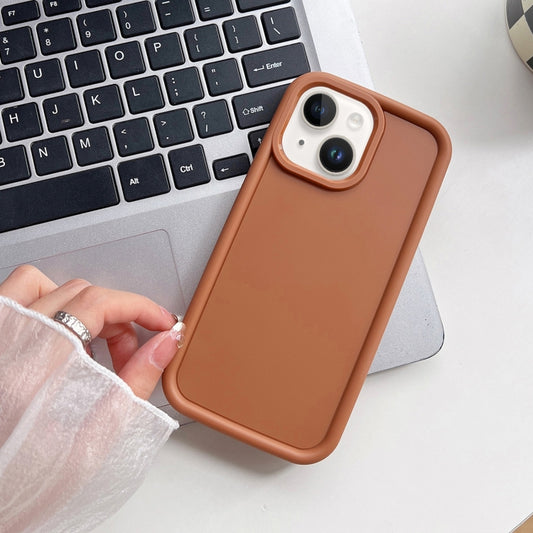 For iPhone 14 Shockproof Frame Frosted TPU Phone Case(Brown) - iPhone 14 Cases by buy2fix | Online Shopping UK | buy2fix