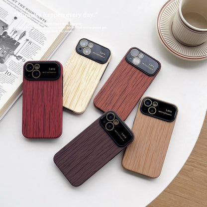 For iPhone 11 Wood Grain TPU Phone Case with Lens Film(Grey) - iPhone 11 Cases by buy2fix | Online Shopping UK | buy2fix