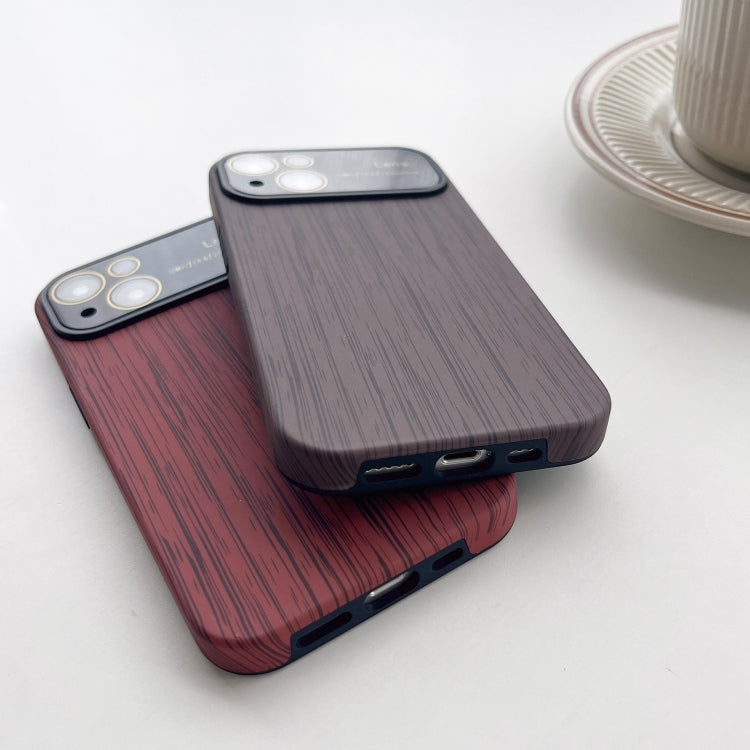 For iPhone XR Wood Grain TPU Phone Case with Lens Film(Khaki) - More iPhone Cases by buy2fix | Online Shopping UK | buy2fix