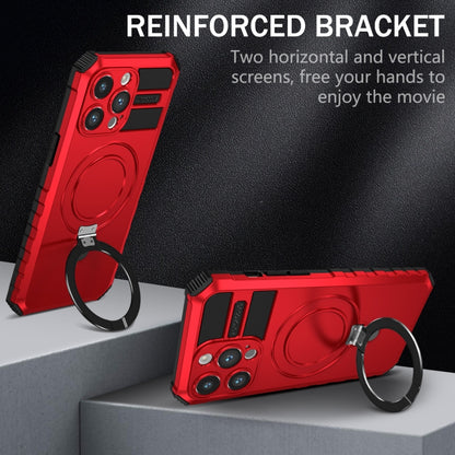 For iPhone 14 Pro MagSafe Magnetic Holder Phone Case(Red) - iPhone 14 Pro Cases by buy2fix | Online Shopping UK | buy2fix