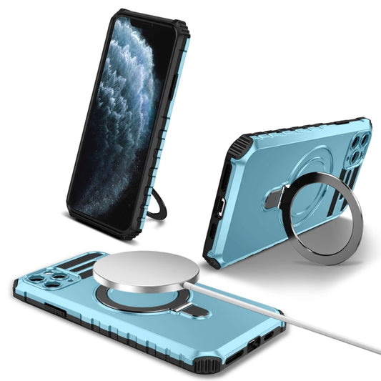 For iPhone 11 Pro MagSafe Magnetic Holder Phone Case(Light Blue) - iPhone 11 Pro Cases by buy2fix | Online Shopping UK | buy2fix