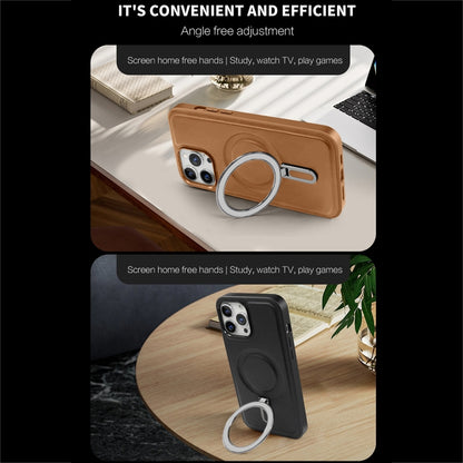For iPhone 12 / 12 Pro MagSafe Magnetic Holder Phone Case(Brown) - iPhone 12 / 12 Pro Cases by buy2fix | Online Shopping UK | buy2fix