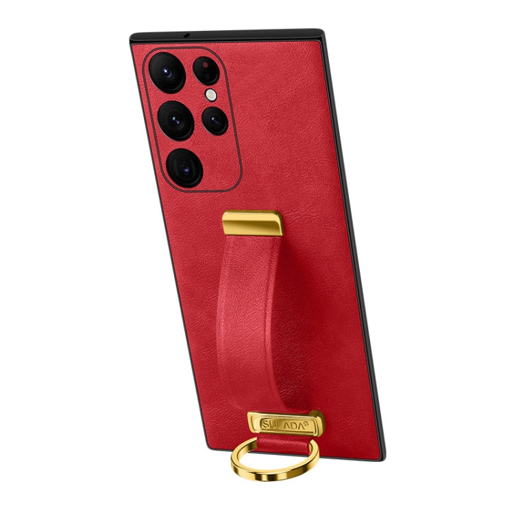 For Samsung Galaxy S24 Ultra 5G SULADA PC Hybrid Leather Texture Skin Feel Shockproof Phone Case(Red) - Galaxy S24 Ultra 5G Cases by SULADA | Online Shopping UK | buy2fix