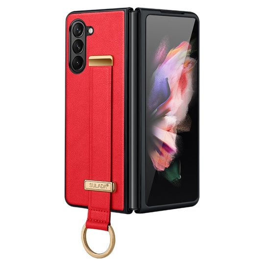 For Samsung Galaxy Z Fold5 SULADA PC + Leather Texture Skin Feel Shockproof Phone Case(Red) - Galaxy Z Fold5 Cases by SULADA | Online Shopping UK | buy2fix