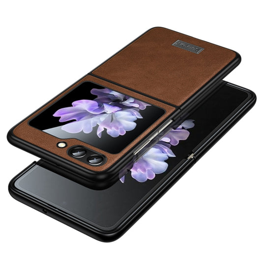 For Samsung Galaxy Z Flip5 SULADA Shockproof TPU + Handmade Leather Phone Case(Brown) - Galaxy Z Flip5 Cases by SULADA | Online Shopping UK | buy2fix