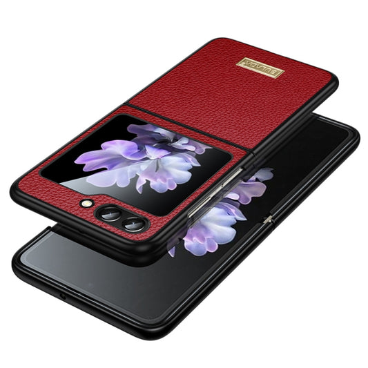 For Samsung Galaxy Z Flip5 SULADA Shockproof TPU + Litchi Texture Leather Phone Case(Red) - Galaxy Z Flip5 Cases by SULADA | Online Shopping UK | buy2fix