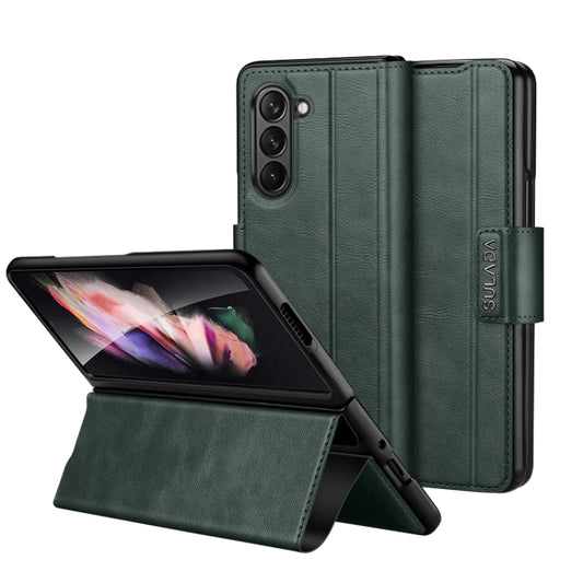 For Samsung Galaxy Z Fold5 SULADA All-inclusive Magnetic Snap Flip Leather Phone Case(Green) - Galaxy Z Fold5 Cases by SULADA | Online Shopping UK | buy2fix