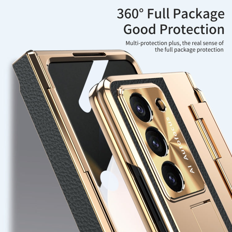 For Samsung Galaxy Z Fold5 5G Integrated Full Coverage Pen Slot Folding Phone Case with Stylus(Gold+Black) - Galaxy Z Fold5 Cases by buy2fix | Online Shopping UK | buy2fix