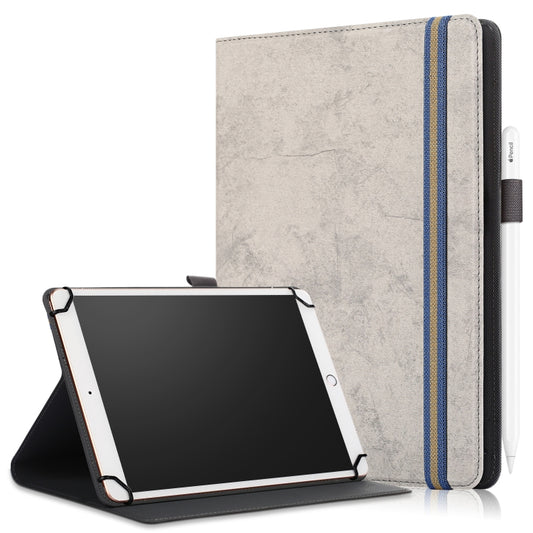 For 9-11 inch Marble Cloth Texture Horizontal Flip Universal Tablet PC Leather Case with Pen Slot & Holder(Grey) - 10 - 11 inch by buy2fix | Online Shopping UK | buy2fix