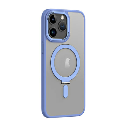 For iPhone 15 Pro Skin Feel MagSafe Shockproof Phone Case with Holder(Light Blue) - iPhone 15 Pro Cases by buy2fix | Online Shopping UK | buy2fix