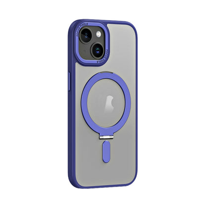 For iPhone 15 Skin Feel MagSafe Shockproof Phone Case with Holder(Dark Blue) - iPhone 15 Cases by buy2fix | Online Shopping UK | buy2fix