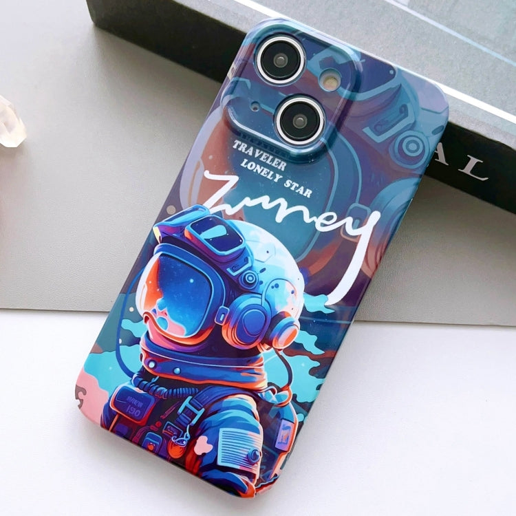 For iPhone 14 Painted Pattern Precise Hole PC Phone Case(Blue Paint Astronaut) - iPhone 14 Cases by buy2fix | Online Shopping UK | buy2fix