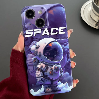 For iPhone 14 Painted Pattern Precise Hole PC Phone Case(Purple Astronaut) - iPhone 14 Cases by buy2fix | Online Shopping UK | buy2fix