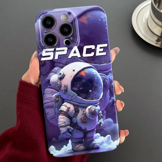 For iPhone 14 Pro Max Painted Pattern Precise Hole PC Phone Case(Purple Astronaut) - iPhone 14 Pro Max Cases by buy2fix | Online Shopping UK | buy2fix