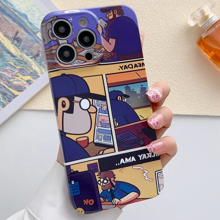 For iPhone 12 Pro Max Painted Pattern Precise Hole PC Phone Case(Working Comics) - iPhone 12 Pro Max Cases by buy2fix | Online Shopping UK | buy2fix