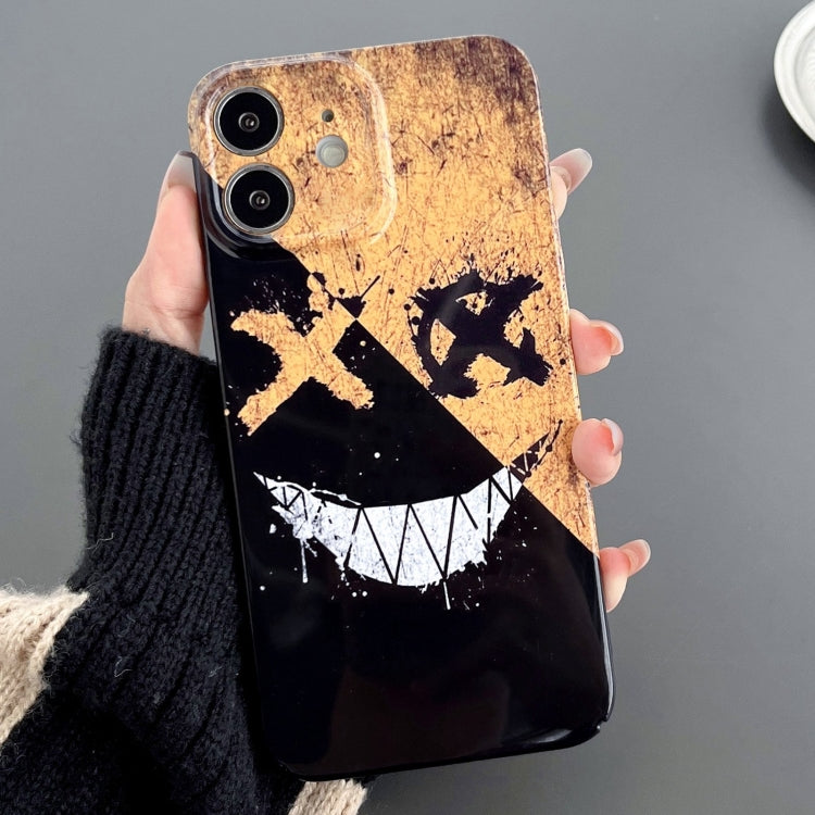 For iPhone 11 Painted Pattern Precise Hole PC Phone Case(Black Yellow Smiling) - iPhone 11 Cases by buy2fix | Online Shopping UK | buy2fix