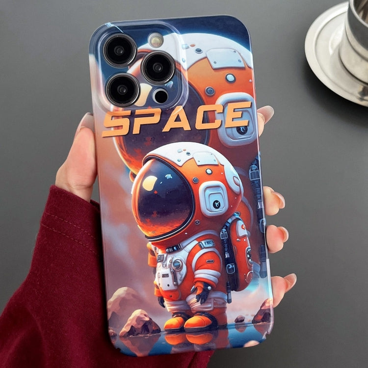 For iPhone 11 Pro Painted Pattern Precise Hole PC Phone Case(Orange Astronaut) - iPhone 11 Pro Cases by buy2fix | Online Shopping UK | buy2fix