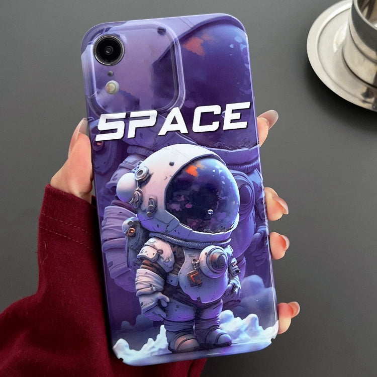 For iPhone XR Painted Pattern Precise Hole PC Phone Case(Purple Astronaut) - More iPhone Cases by buy2fix | Online Shopping UK | buy2fix