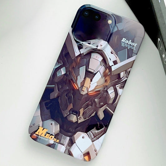 For iPhone 8 Plus / 7 Plus Painted Pattern Precise Hole PC Phone Case(Grey Robot) - More iPhone Cases by buy2fix | Online Shopping UK | buy2fix