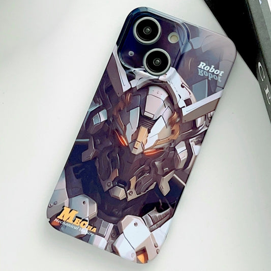 For iPhone 15 Painted Pattern Precise Hole PC Phone Case(Grey Robot) - iPhone 15 Cases by buy2fix | Online Shopping UK | buy2fix