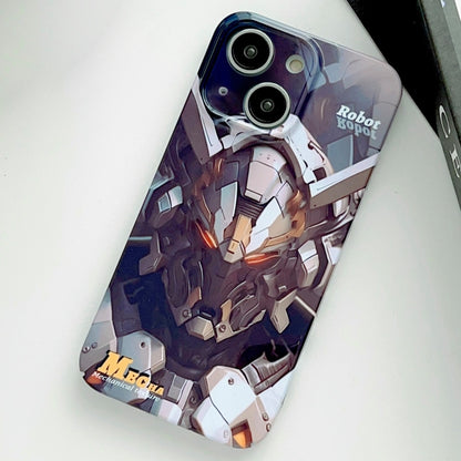 For iPhone 15 Plus Painted Pattern Precise Hole PC Phone Case(Grey Robot) - iPhone 15 Plus Cases by buy2fix | Online Shopping UK | buy2fix