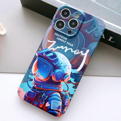 For iPhone 15 Pro Max Painted Pattern Precise Hole PC Phone Case(Blue Paint Astronaut) - iPhone 15 Pro Max Cases by buy2fix | Online Shopping UK | buy2fix