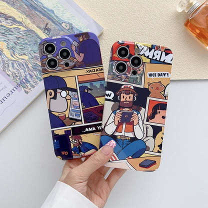 For iPhone XS Max Painted Pattern Precise Hole PC Phone Case(Orange Comics) - More iPhone Cases by buy2fix | Online Shopping UK | buy2fix