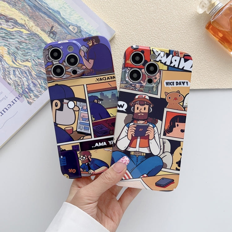 For iPhone 15 Painted Pattern Precise Hole PC Phone Case(Orange Label) - iPhone 15 Cases by buy2fix | Online Shopping UK | buy2fix