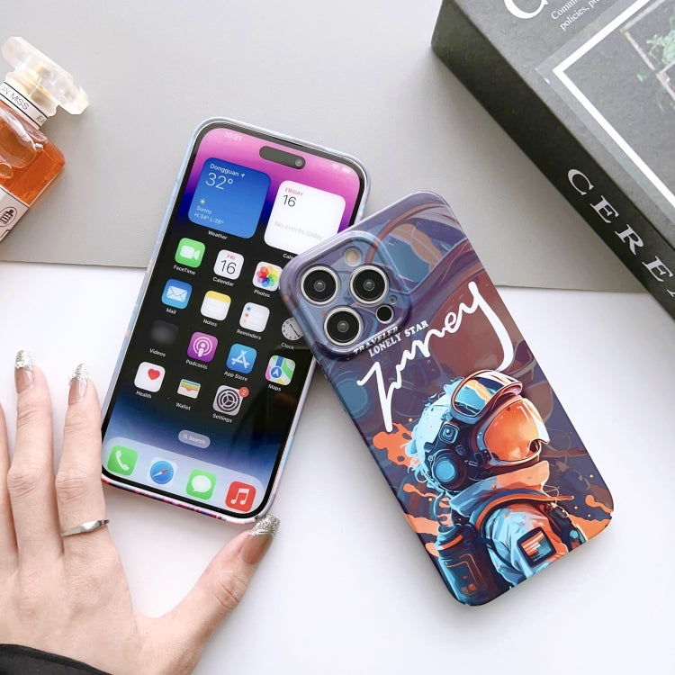For iPhone 15 Pro Painted Pattern Precise Hole PC Phone Case(Black Purple Umbrella Boy) - iPhone 15 Pro Cases by buy2fix | Online Shopping UK | buy2fix