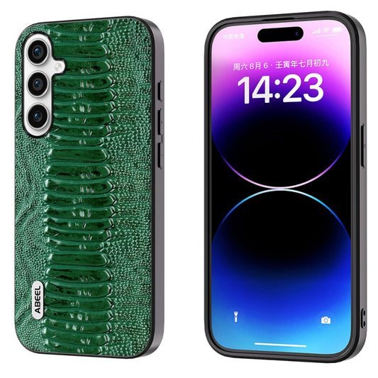 For Samsung Galaxy S23 FE 5G ABEEL Genuine Leather Weilai Series Phone Case(Green) - Galaxy S23 FE 5G Cases by buy2fix | Online Shopping UK | buy2fix