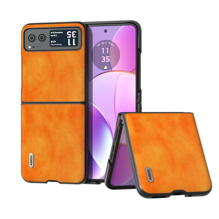 For Motorola Razr 40 ABEEL Dual Color Lichi Texture PU Phone Case(Orange) - Motorola Cases by buy2fix | Online Shopping UK | buy2fix