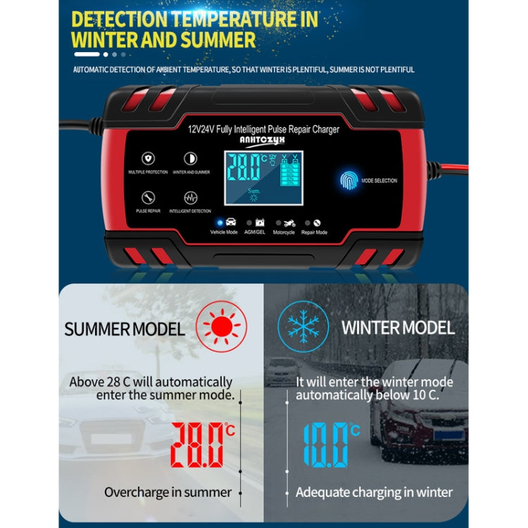 ANHTCzyx 12V 8A  / 24V 4A Automobile Battery Charger Motorcycle Battery Repair Type AGM(US Plug) - In Car by buy2fix | Online Shopping UK | buy2fix