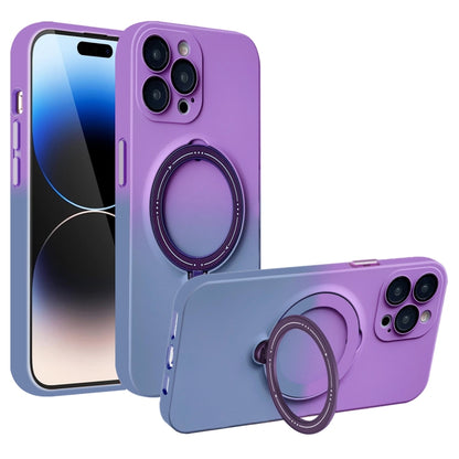 For iPhone 14 Pro Max MagSafe Holder Gradient TPU Phone Case(Deep Purple Gray) - iPhone 14 Pro Max Cases by buy2fix | Online Shopping UK | buy2fix
