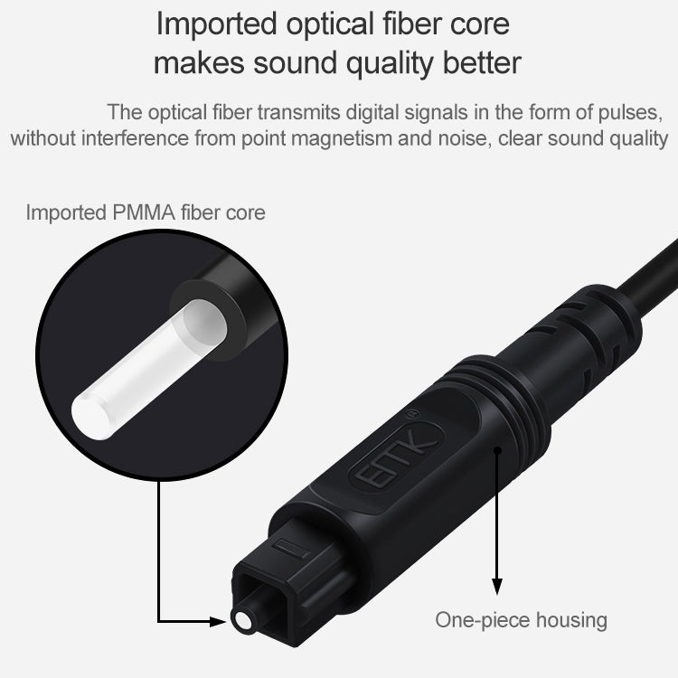 1m EMK OD2.2mm Digital Audio Optical Fiber Cable Plastic Speaker Balance Cable(Black) - Audio Optical Cables by EMK | Online Shopping UK | buy2fix