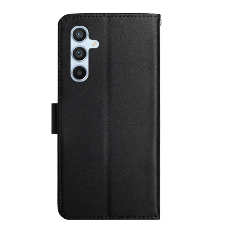For Samsung Galaxy A25 5G HT02 Genuine Leather Fingerprint-proof Flip Phone Case(Black) - Galaxy Phone Cases by buy2fix | Online Shopping UK | buy2fix