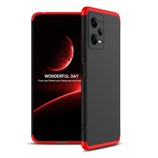 For Xiaomi Redmi Note 12 5G Global GKK Three Stage Splicing Full Coverage PC Phone Case(Black Red) - Note 12 Cases by GKK | Online Shopping UK | buy2fix