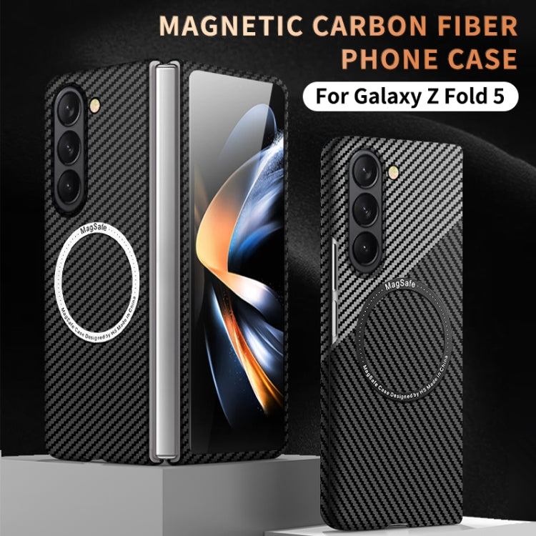 For Samsung Galaxy Z Fold5 Carbon Fiber Texture MagSafe Magnetic Phone Case(Black Red) - Galaxy Z Fold5 Cases by buy2fix | Online Shopping UK | buy2fix