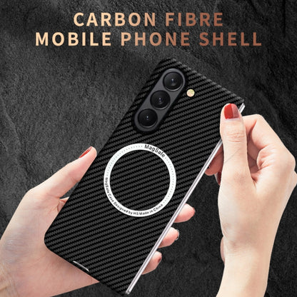 For Samsung Galaxy Z Fold5 Carbon Fiber Texture MagSafe Magnetic Phone Case(Black Silver) - Galaxy Z Fold5 Cases by buy2fix | Online Shopping UK | buy2fix