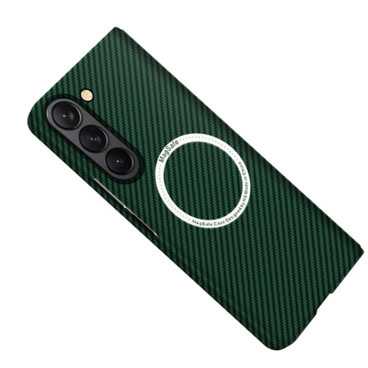 For Samsung Galaxy Z Fold5 Carbon Fiber Texture MagSafe Magnetic Phone Case(Green) - Galaxy Z Fold5 Cases by buy2fix | Online Shopping UK | buy2fix