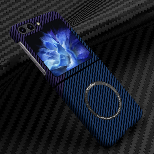 For Samsung Galaxy Z Flip5 Carbon Fiber Texture MagSafe Magnetic Phone Case(Blue Purple) - Galaxy Z Flip5 Cases by buy2fix | Online Shopping UK | buy2fix