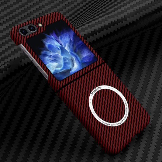 For Samsung Galaxy Z Flip5 Carbon Fiber Texture MagSafe Magnetic Phone Case(Red) - Galaxy Z Flip5 Cases by buy2fix | Online Shopping UK | buy2fix